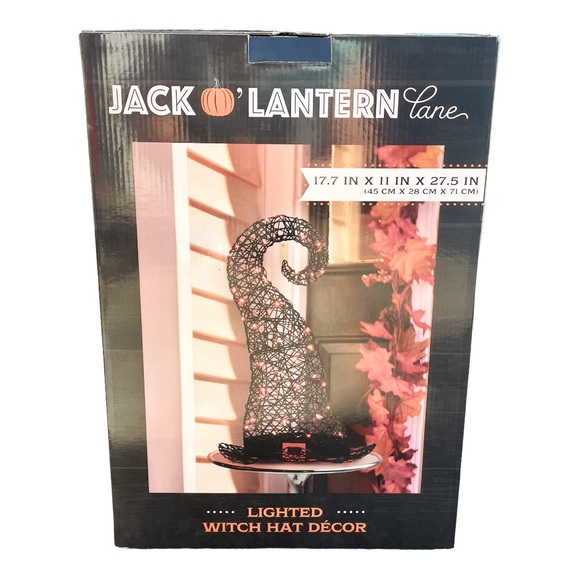 Jack O’Lantern Lane LED Halloween Lighted Witch Hat Indoor Outdoor Figurine NWT - Picture 3 of 11